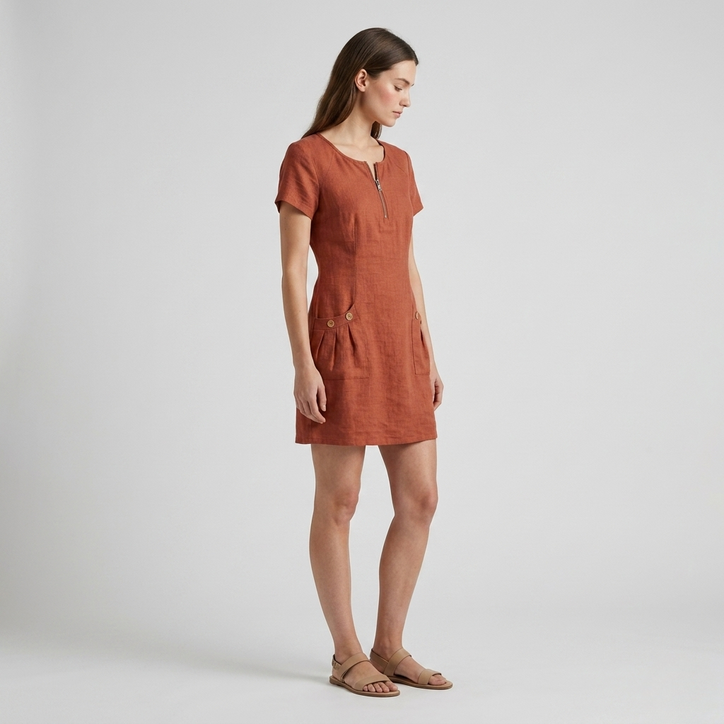 Lina | Cotton Linen Midi Dress