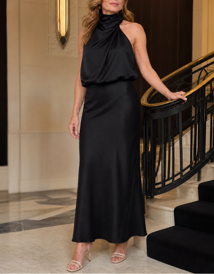 Nopal | Sleeveless Draped Neck Midi Dress