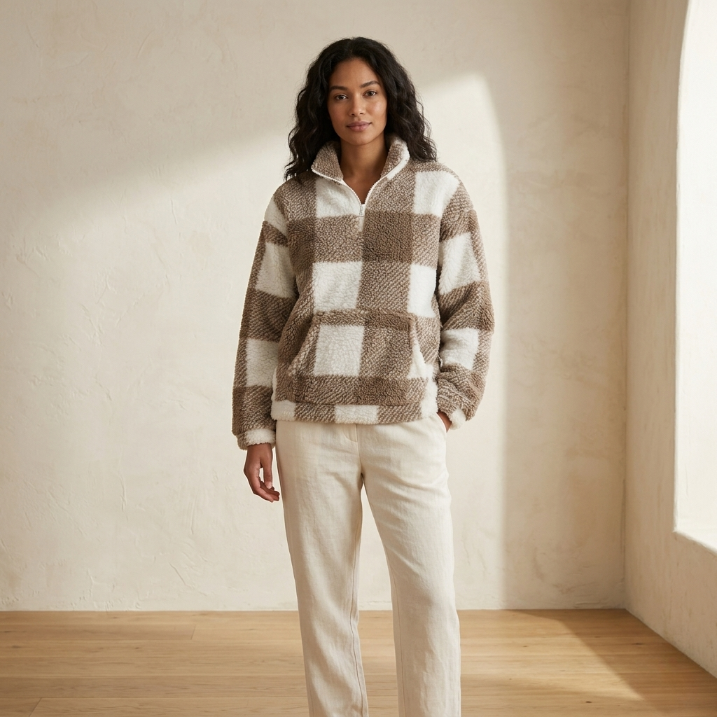 Hilary | Plaid Half Zip Pullover