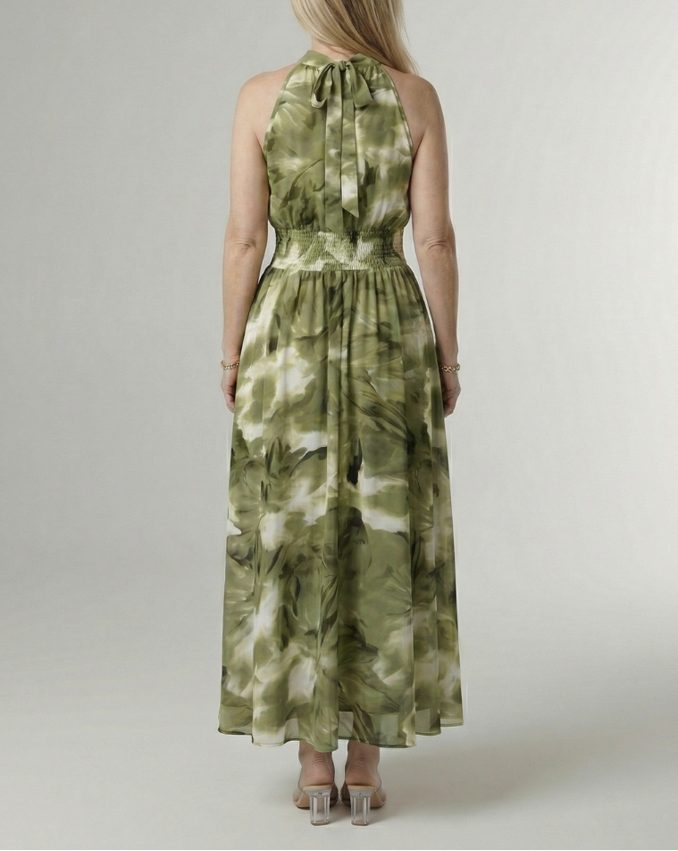 Sylin | Gathered Halter Midi Dress