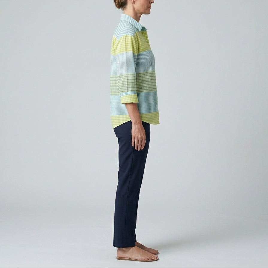 Filippa | Pastel Grid Button Blouse