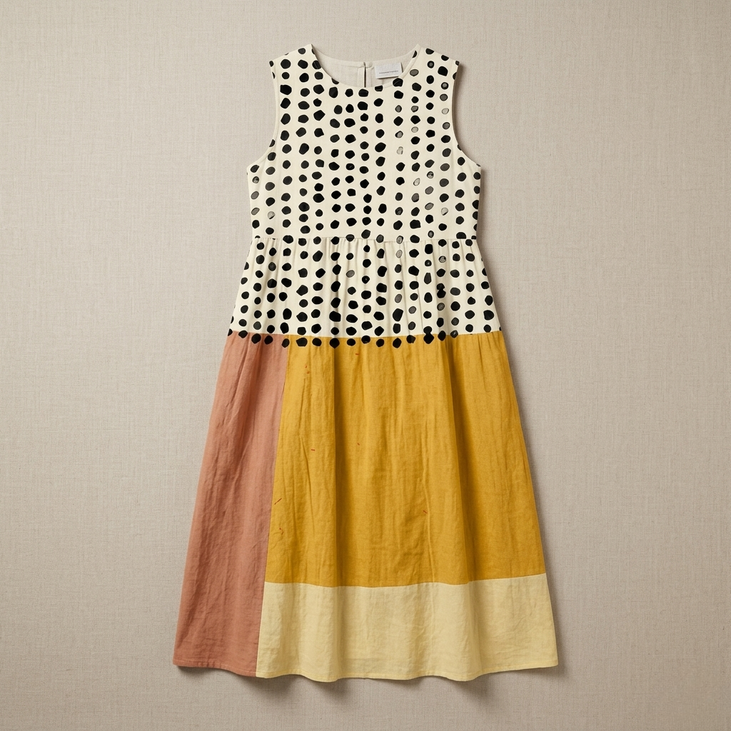 Leah | Polka Colorblock Midi Dress
