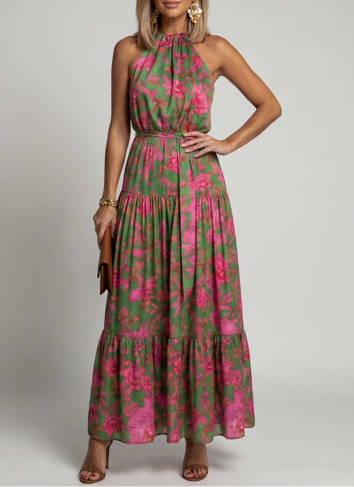 Rowen | Draped Halter Midi Dress
