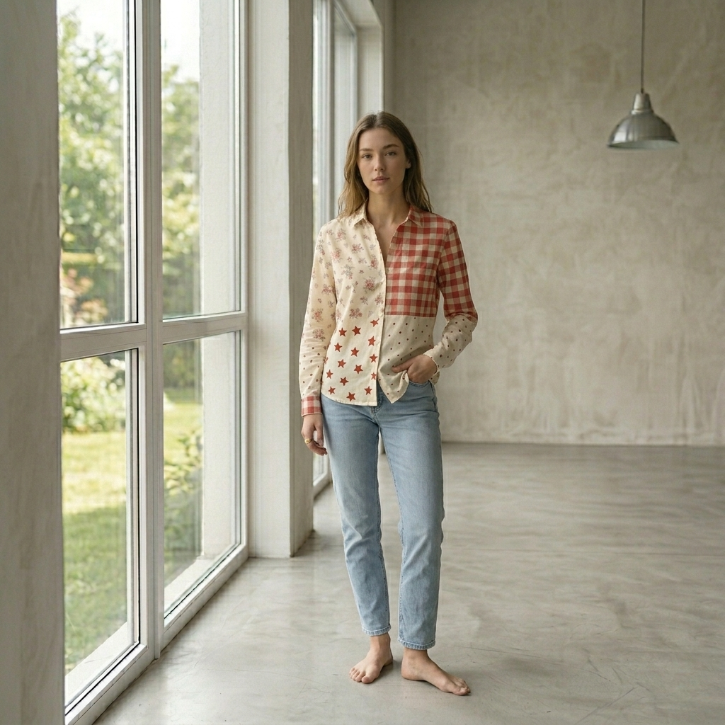 Elise | Patchwork Button Front Blouse