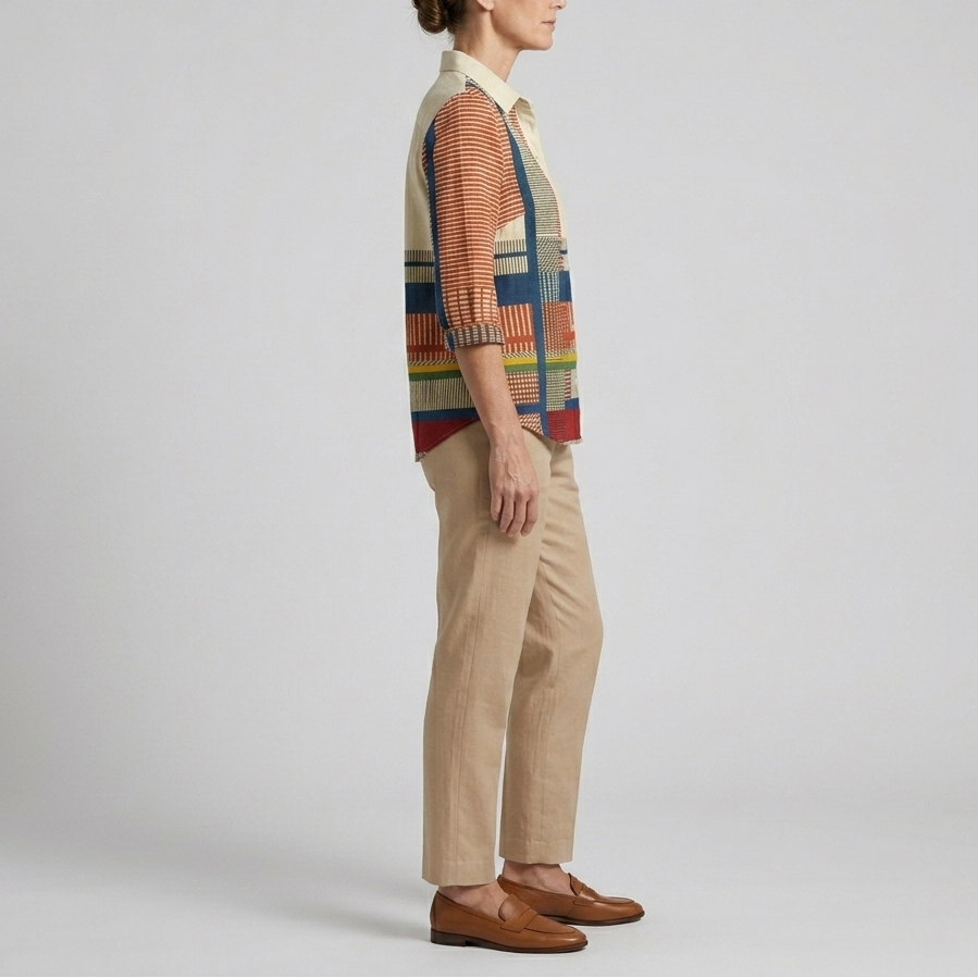 Freyja | Colorblock Striped Button Blouse