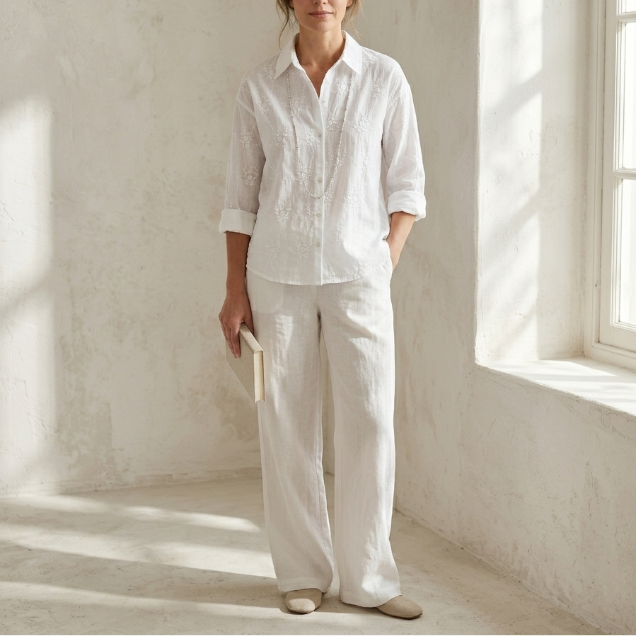 Seraphina | Embroidered Button Front Blouse