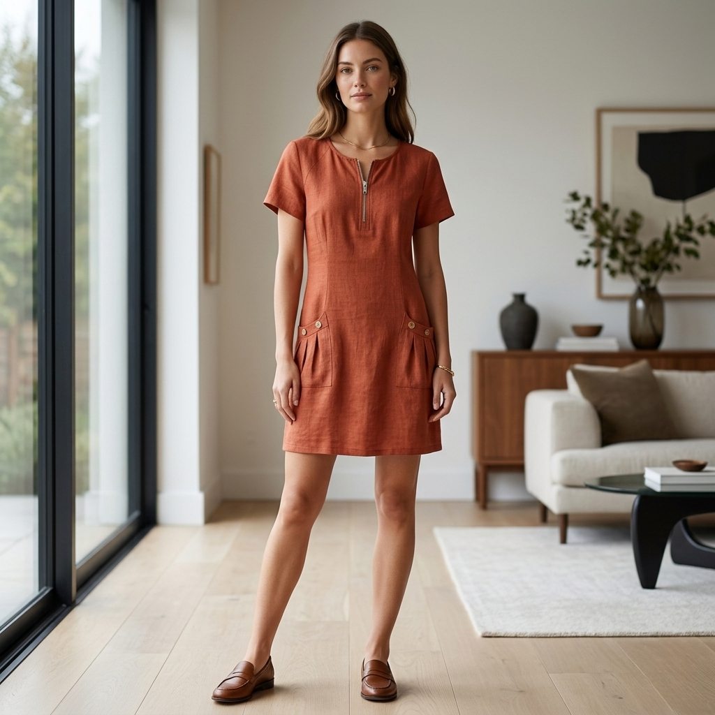 Lina | Cotton Linen Midi Dress