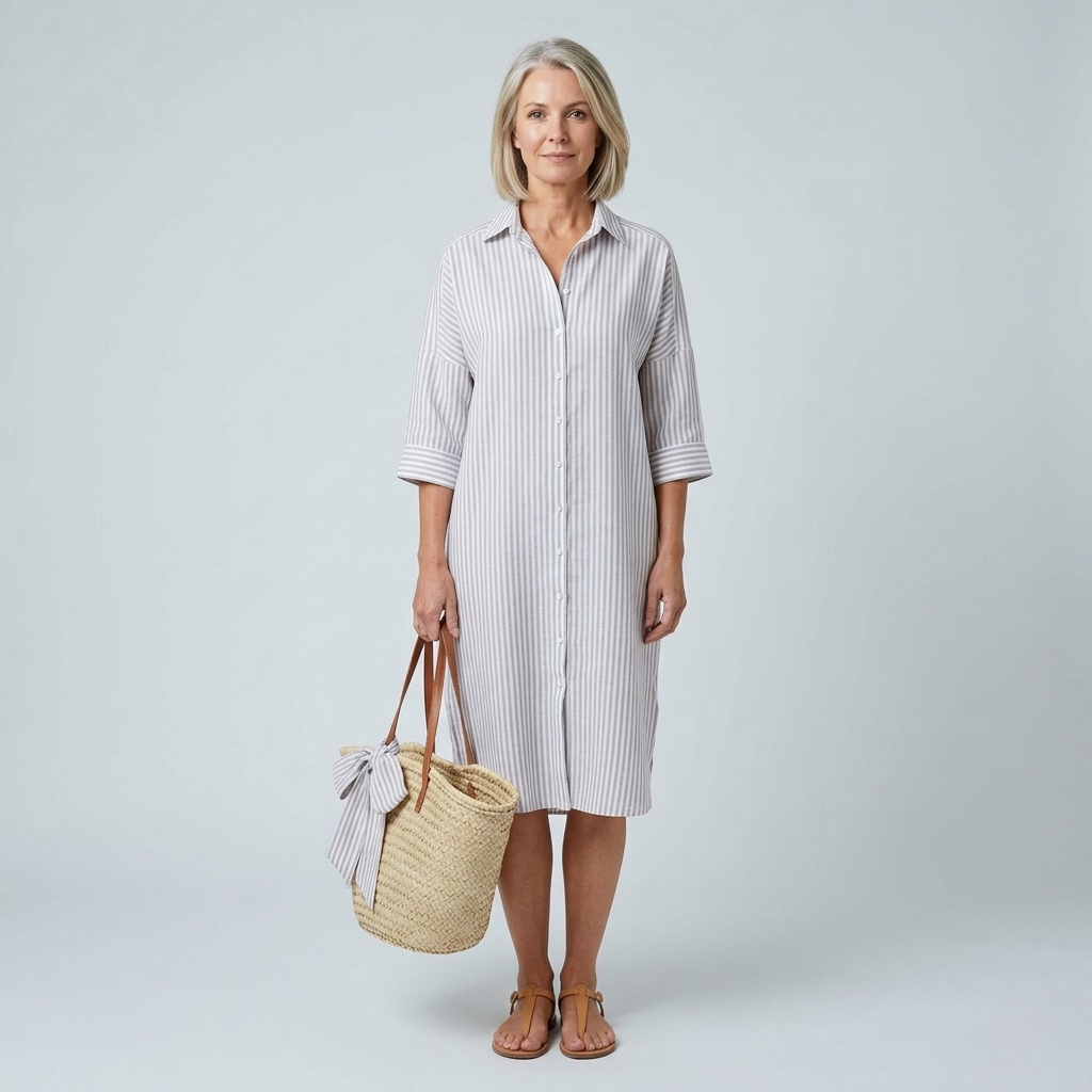 Sophie | Striped Lace Shirt Dress