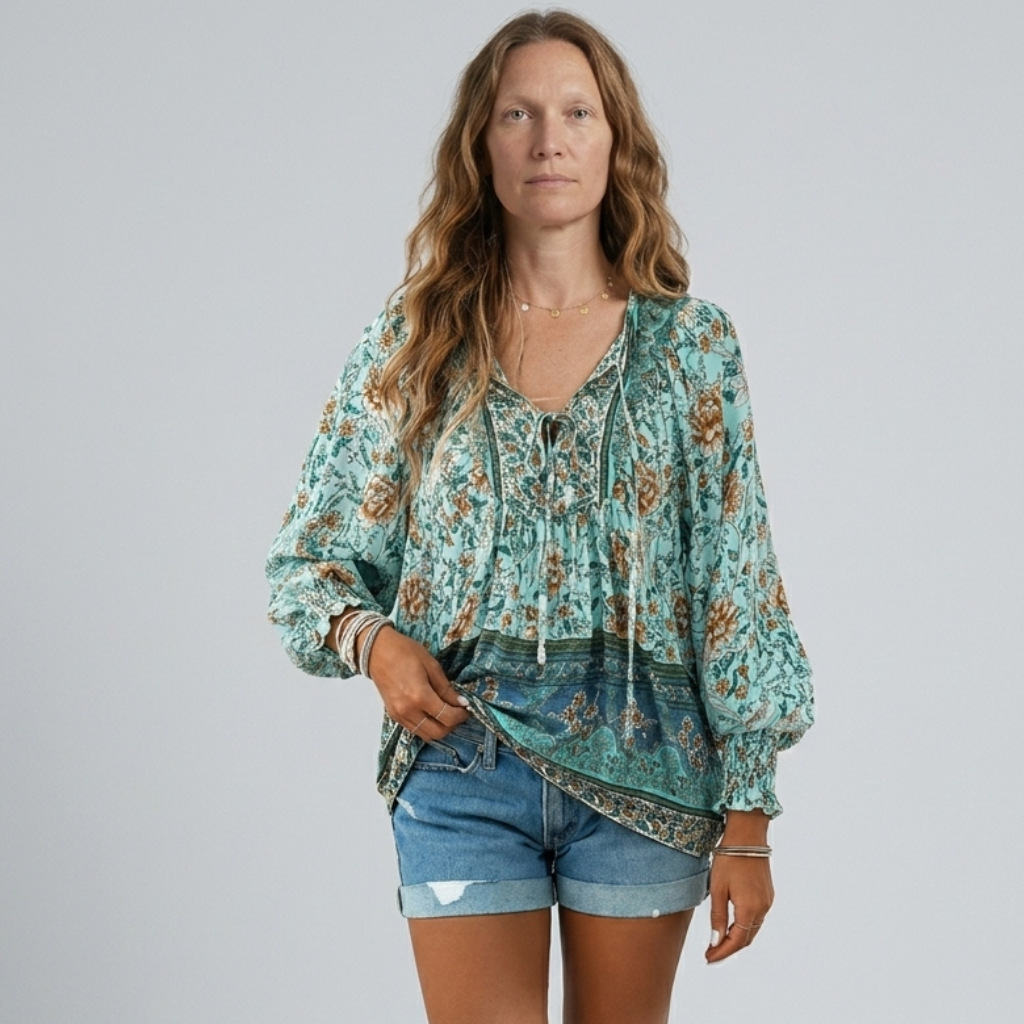 Audry | Floral Ruffle Cuff Blouse
