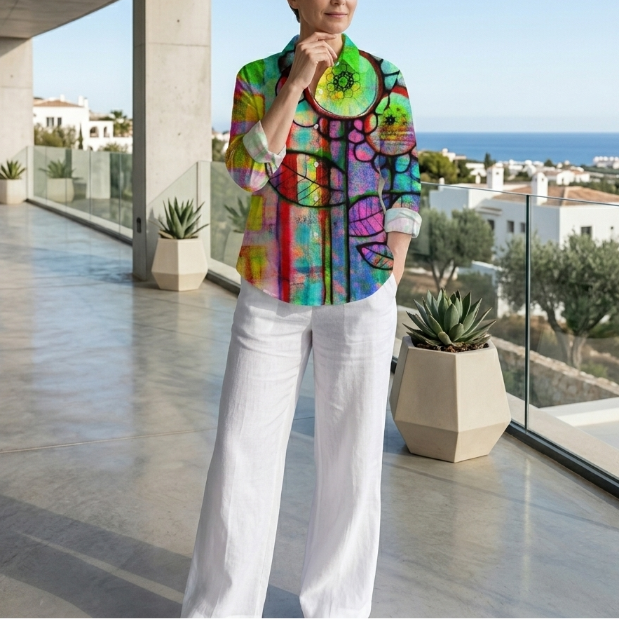 Fenna | Artistic Floral Button Blouse