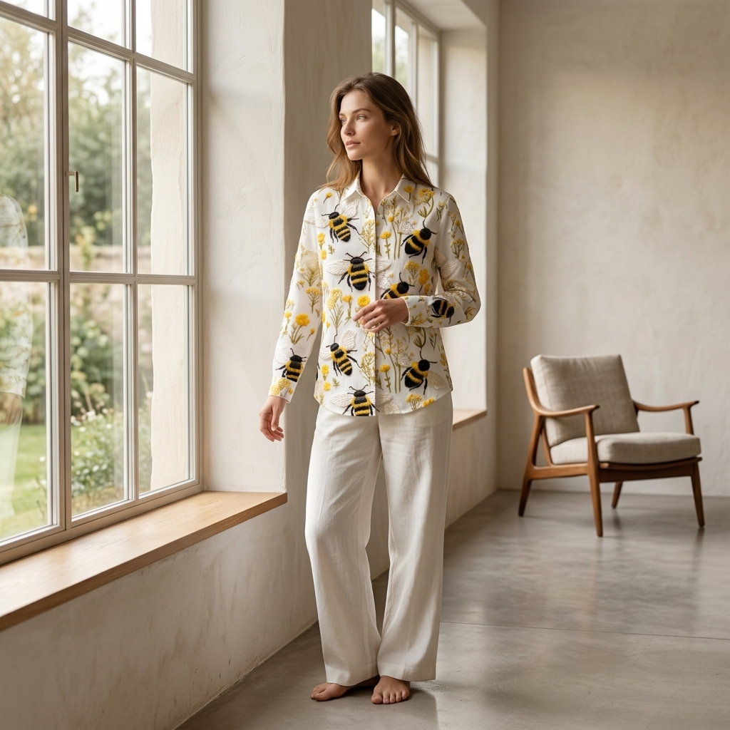Fiorine | Golden Bee Button Blouse