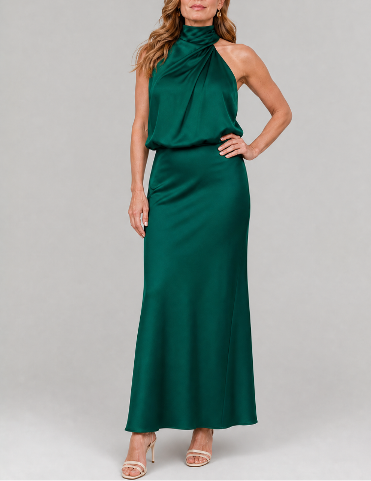 Nopal | Sleeveless Draped Neck Midi Dress
