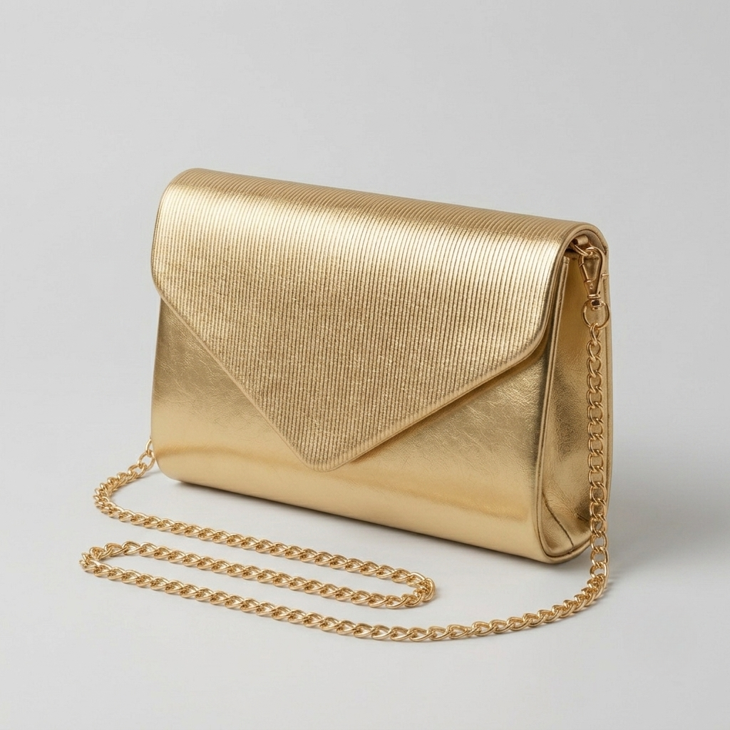 Marielle | Metallic Envelope Fold Clutch Bag