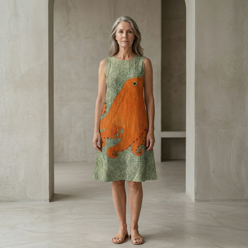 Tess | Oceanic Print Midi Dress