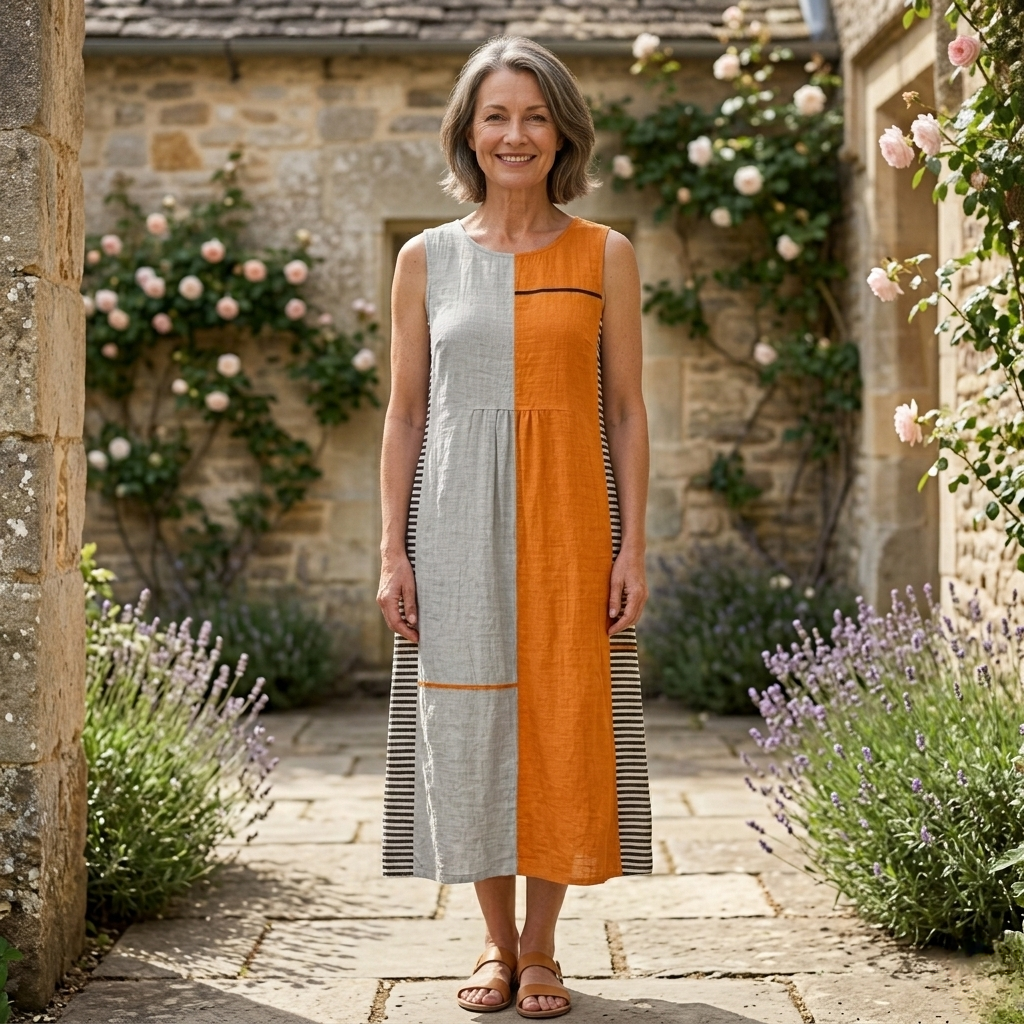 May | Striped Colorblock Midi Dress