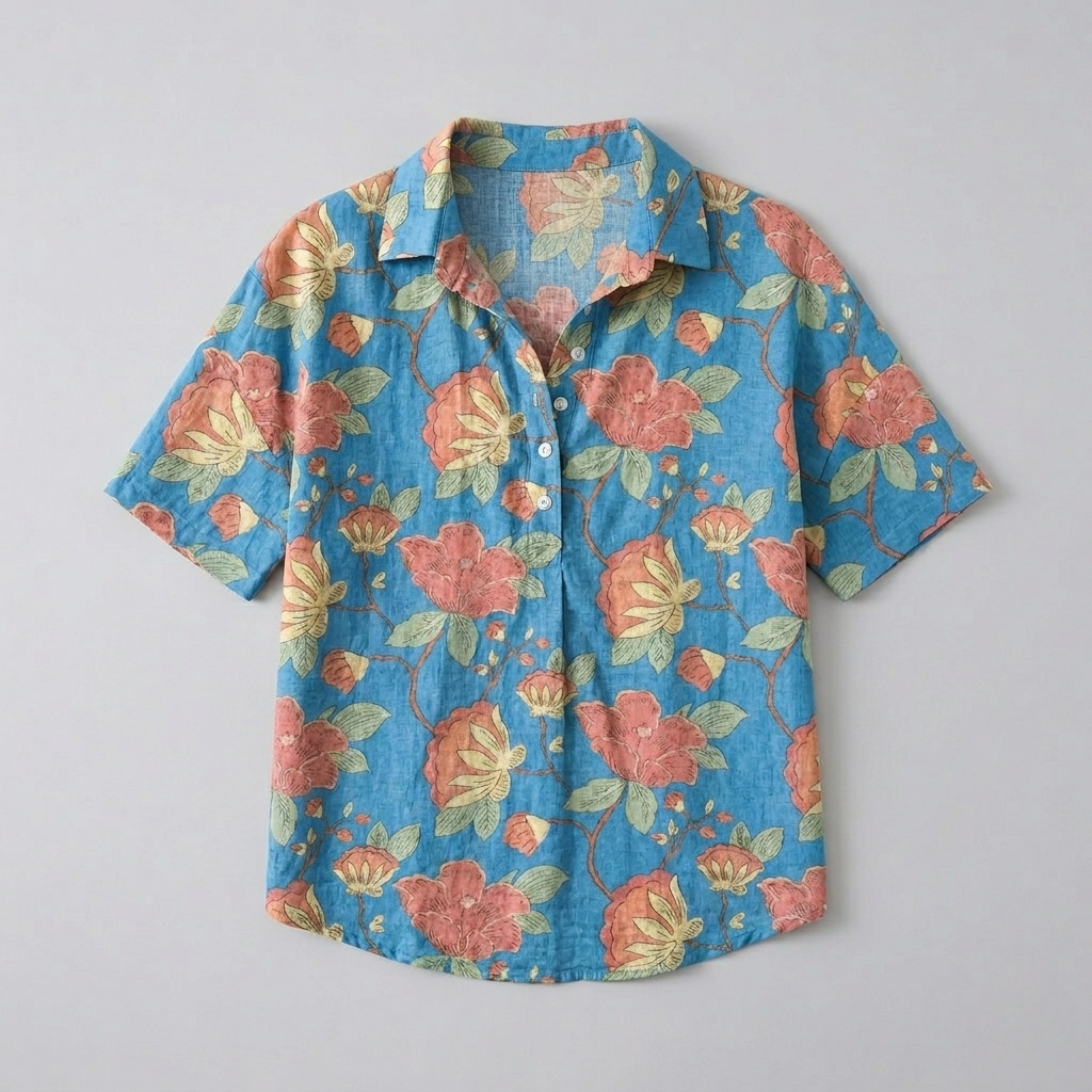Lynaa | Floral V-Neck Button Blouse