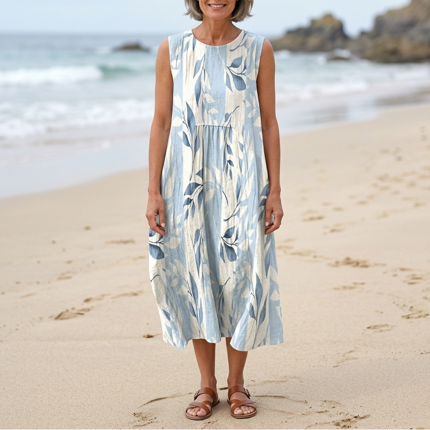 Jolie | Leaf Print Midi Dress