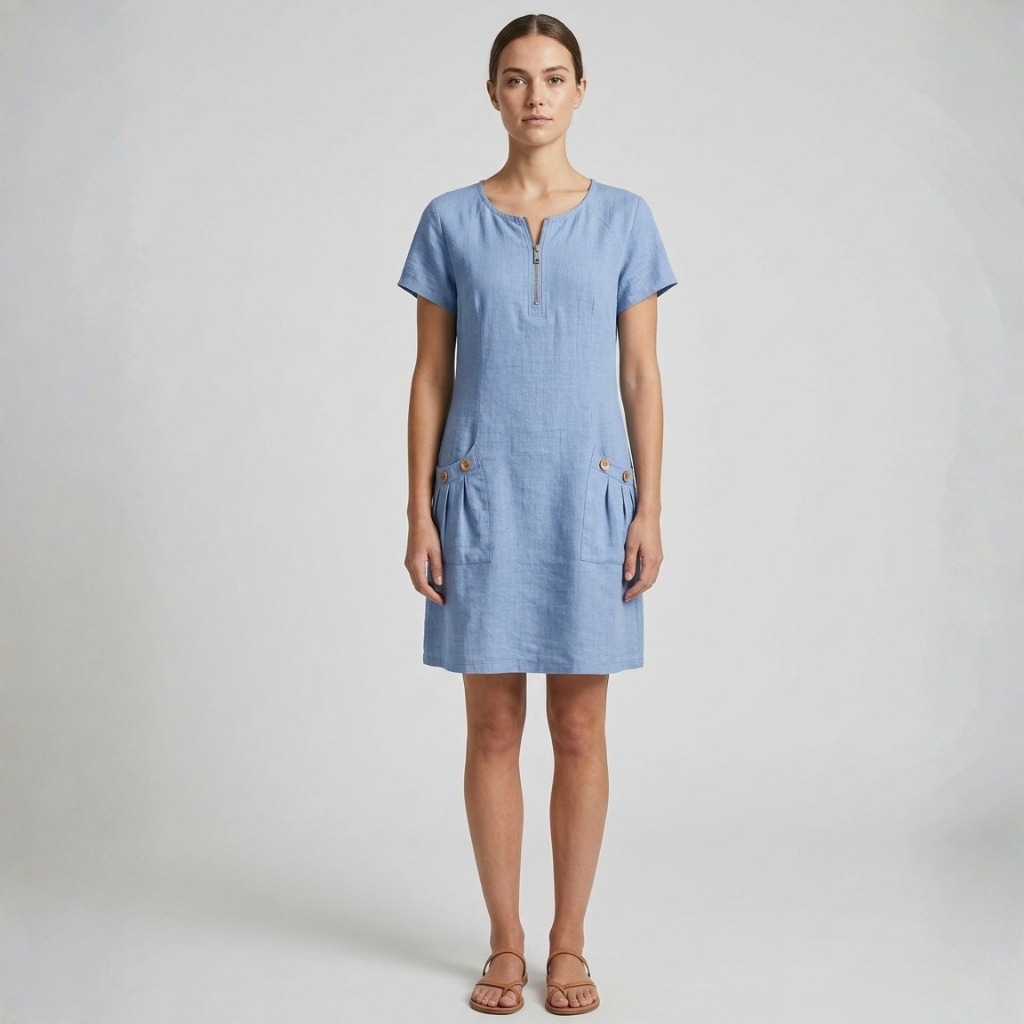 Lina | Cotton Linen Midi Dress