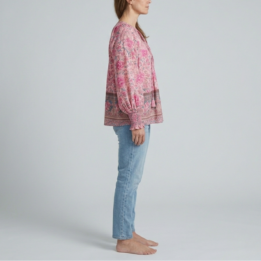 Audry | Floral Ruffle Cuff Blouse