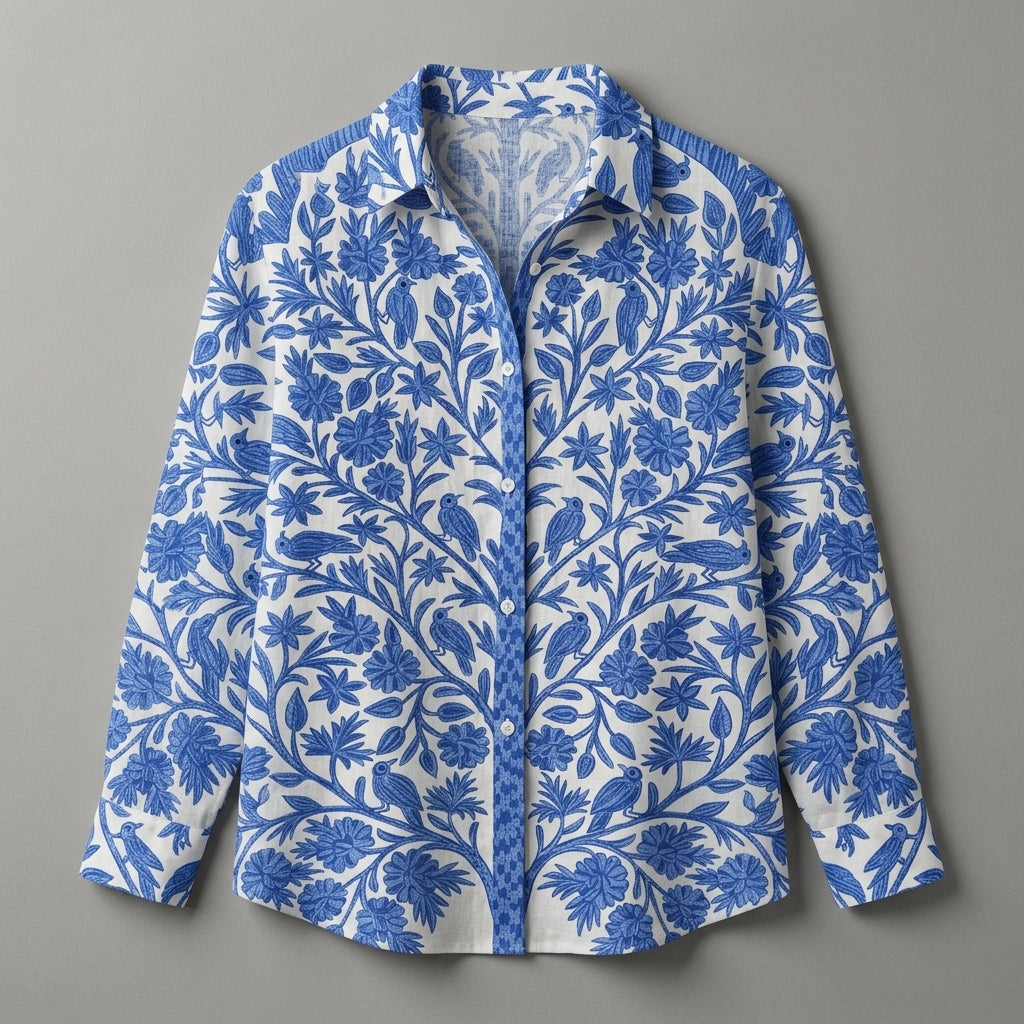 Frederikke | Blue Garden Button Blouse