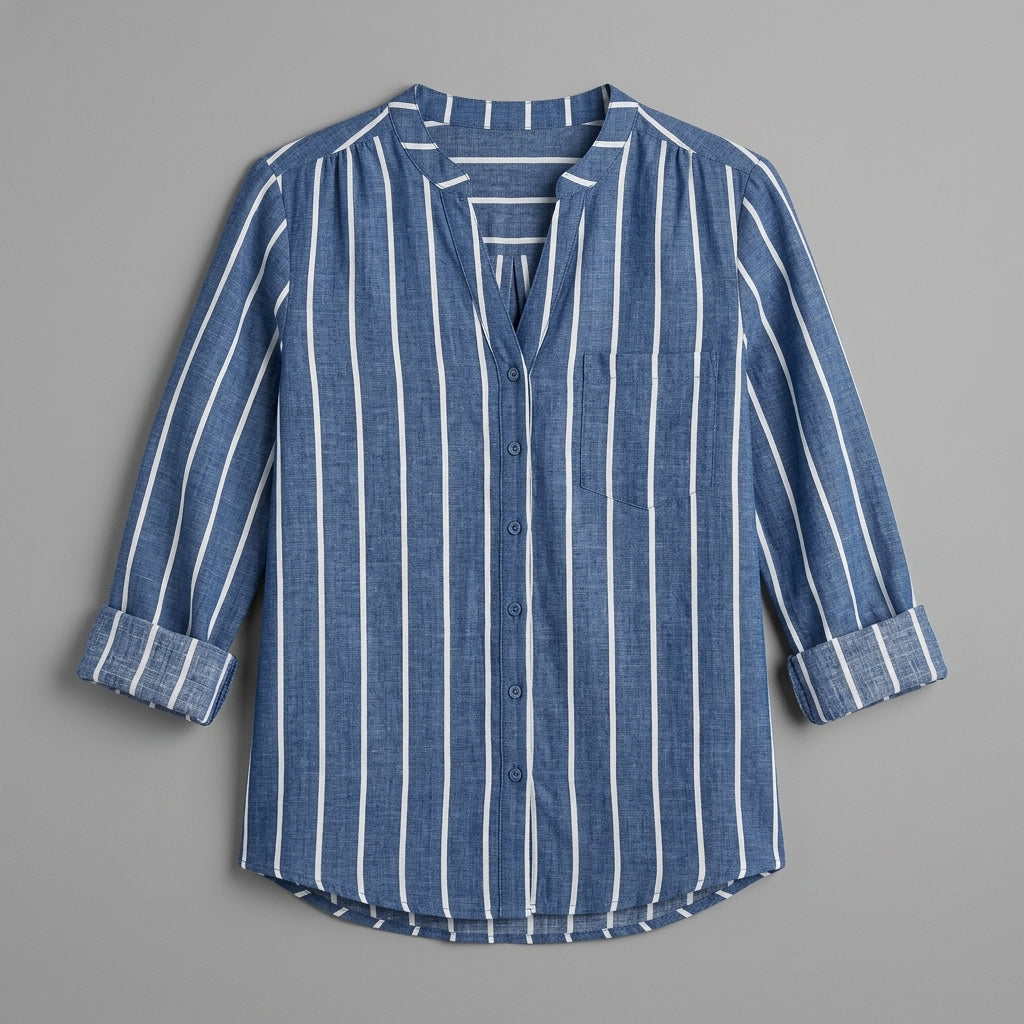 Lilac | Striped V-Neck Blouse