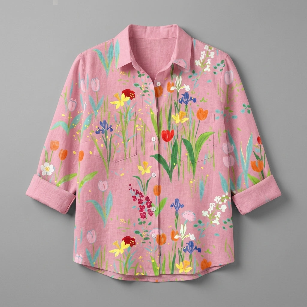Fiona | Spring Garden V-Neck Blouse