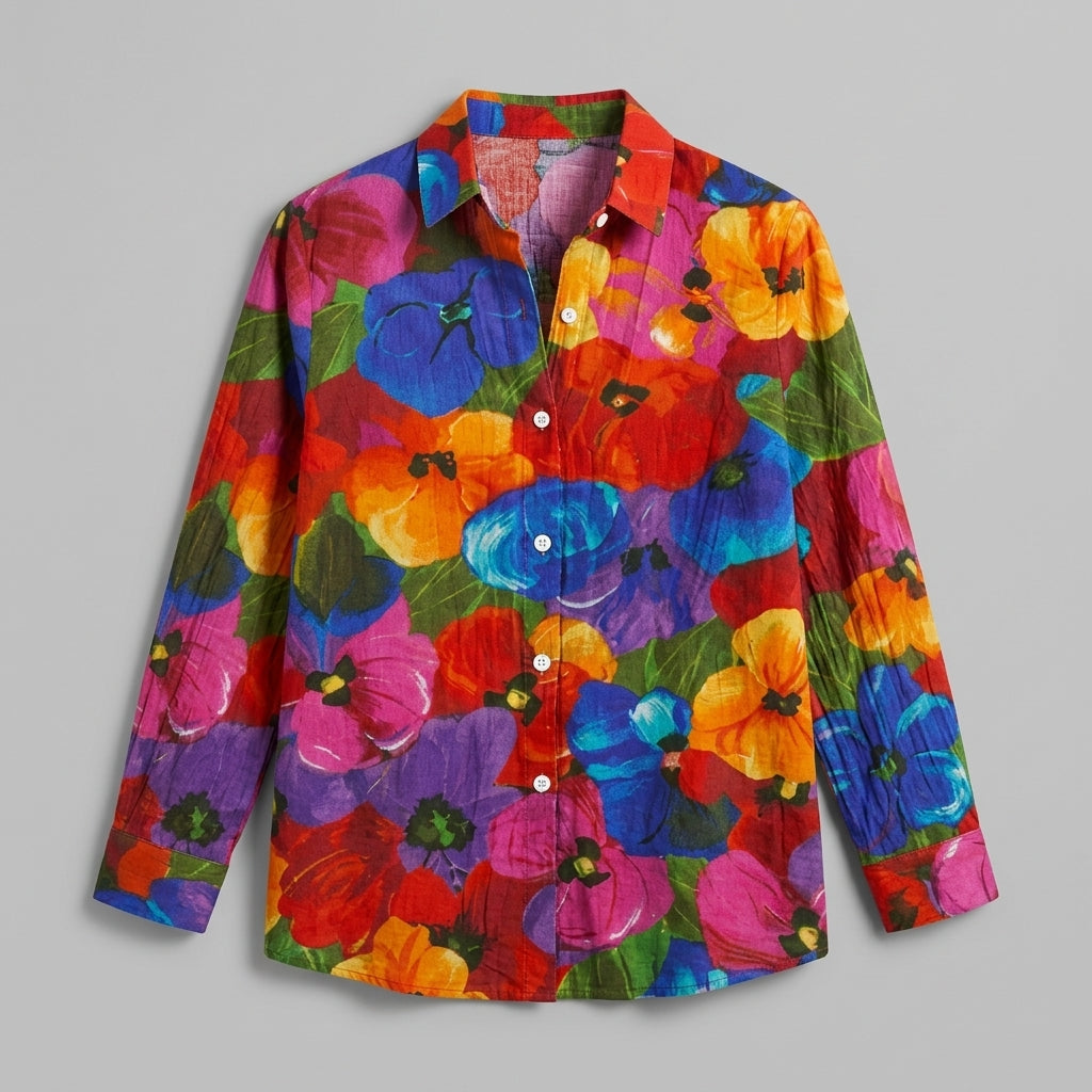 Anita | Artistic Print Button Blouse