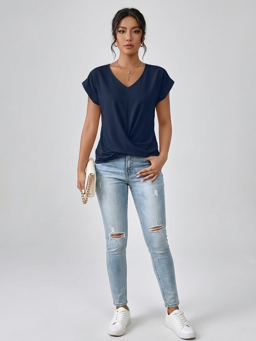 Meika | Twist Detail V-Neck Top