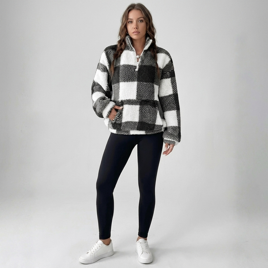Hilary | Plaid Half Zip Pullover