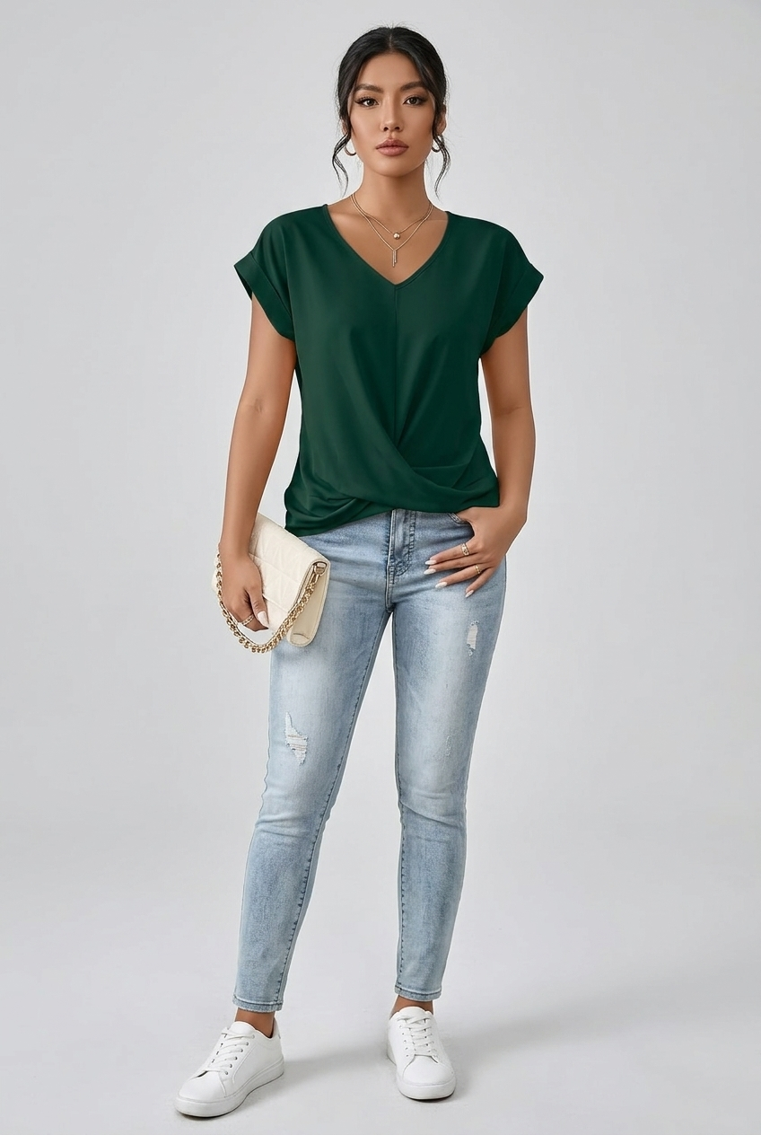 Meika | Twist Detail V-Neck Top