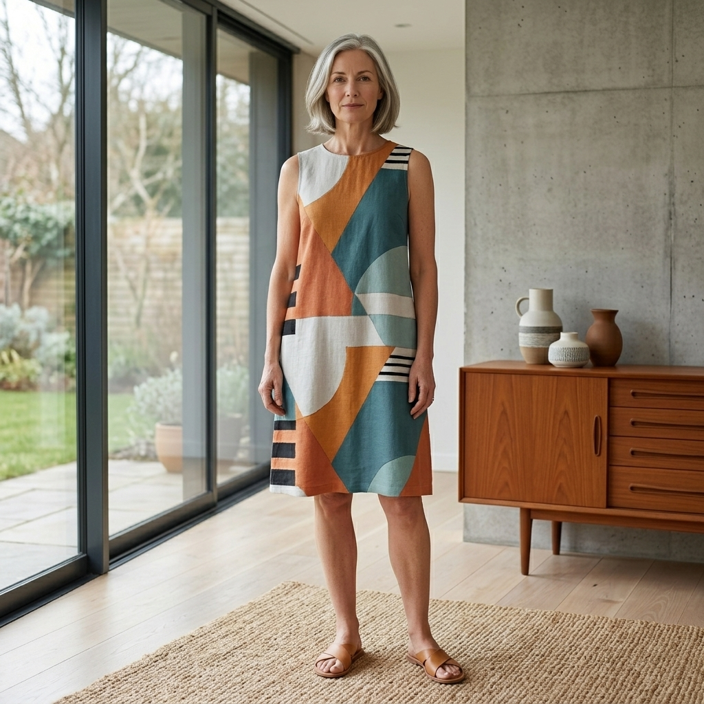 Iris | Geometric Print Midi Dress