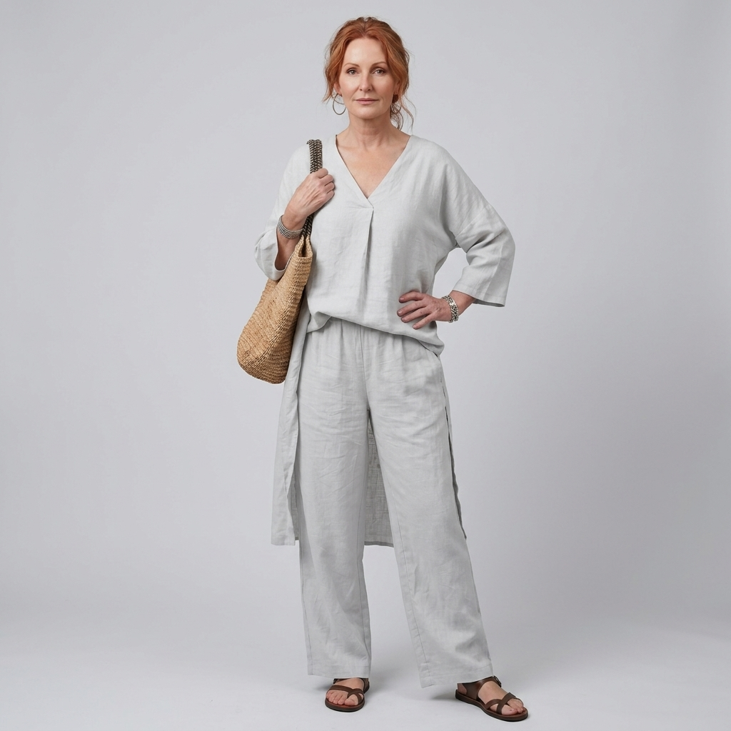 Onyx | Loose Tunic Top Wide Leg Pant Set