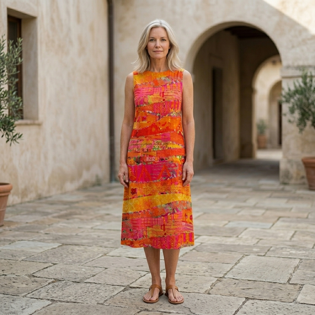Faya | Sunset Patchwork Midi Dress
