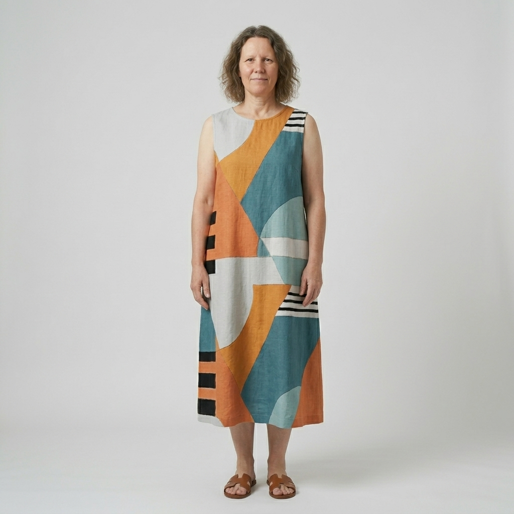 Iris | Geometric Print Midi Dress