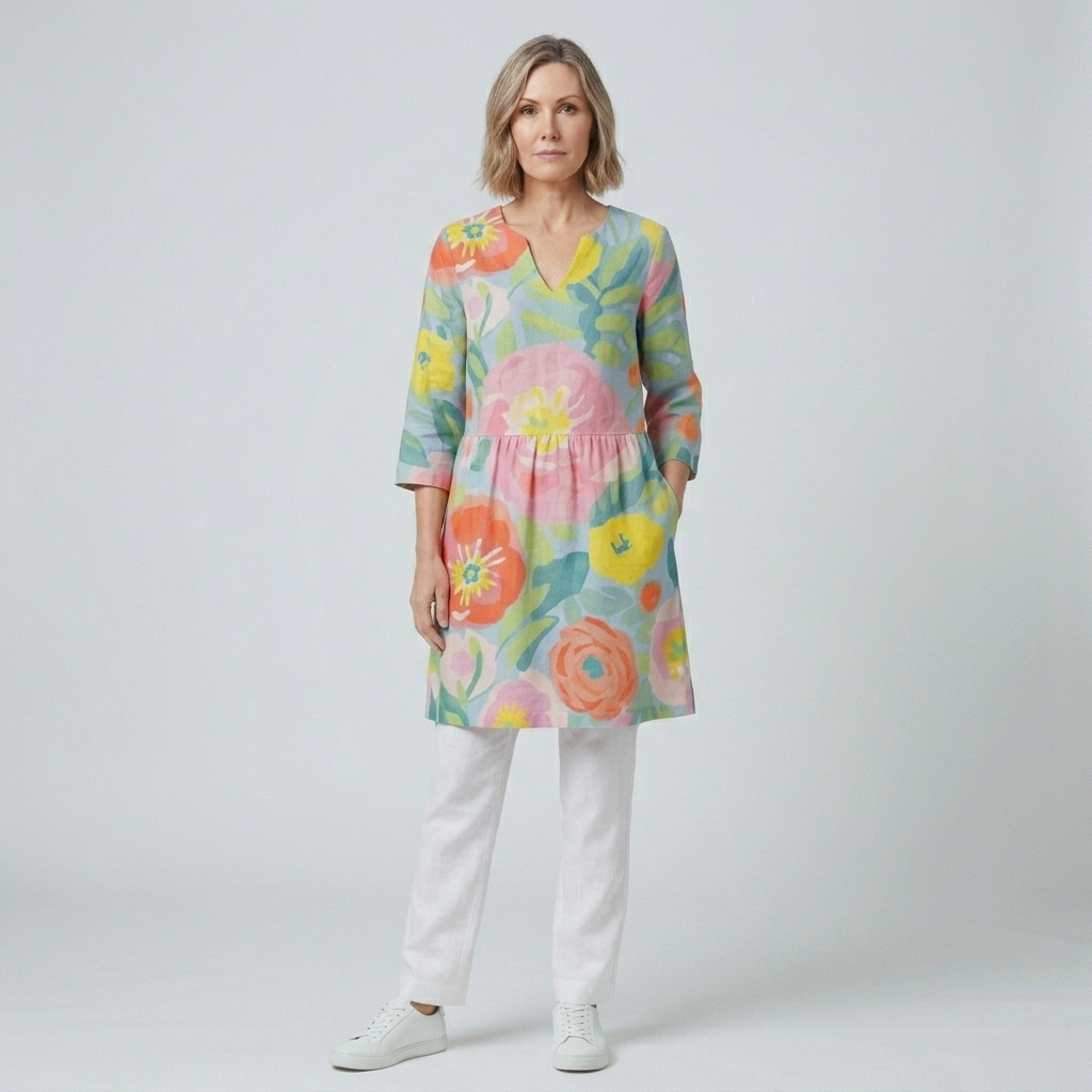 Helene | Long Blouse with V-Neck