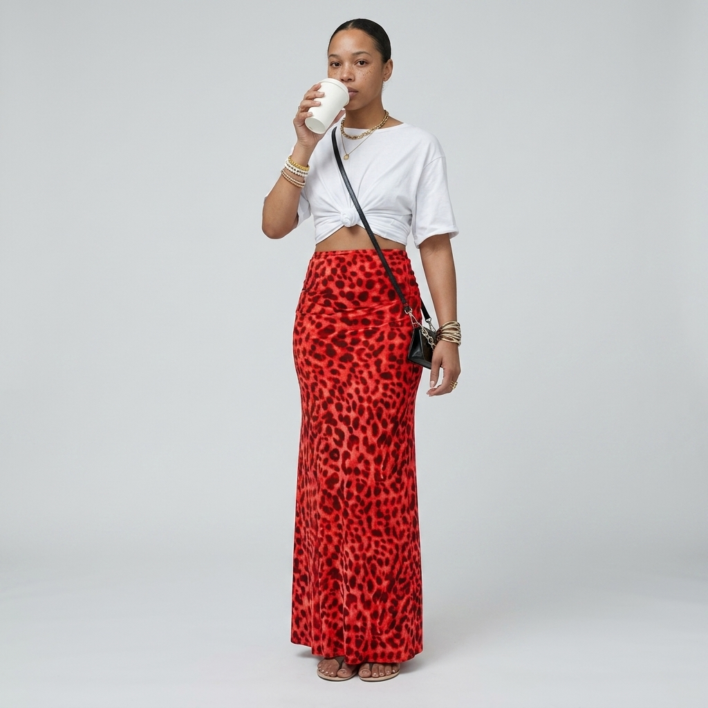Thora | Leopard Print Midi Skirt