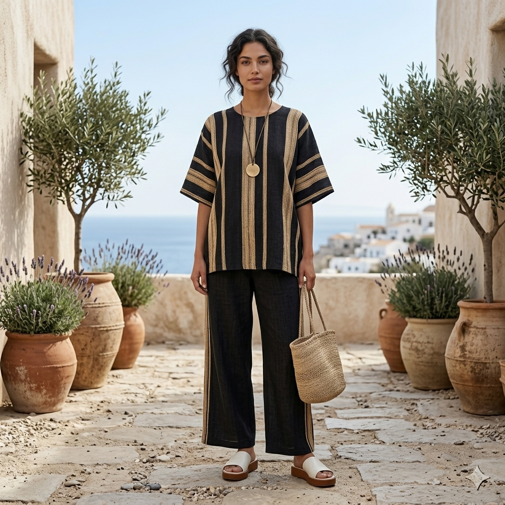 Calden | Striped Top Linen Set