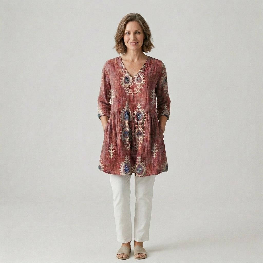 Elise | Elegant Long V-Neck Blouse