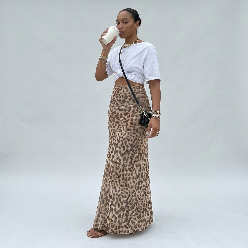 Thora | Leopard Print Midi Skirt