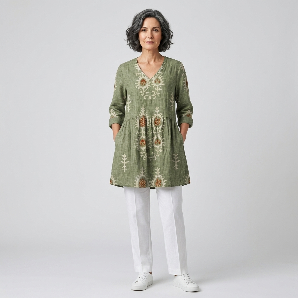 Elise | Elegant Long V-Neck Blouse