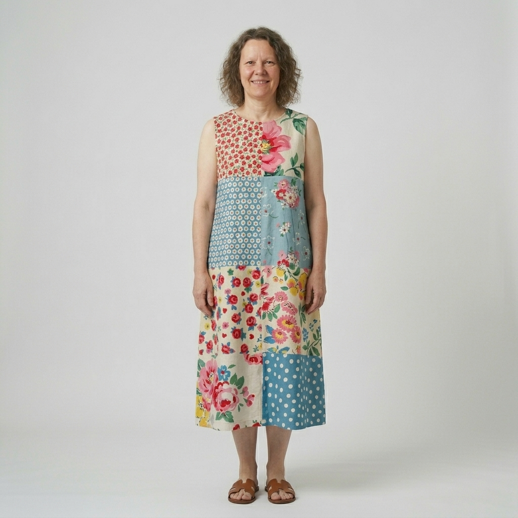 Anna | Patchwork Print Midi Dress