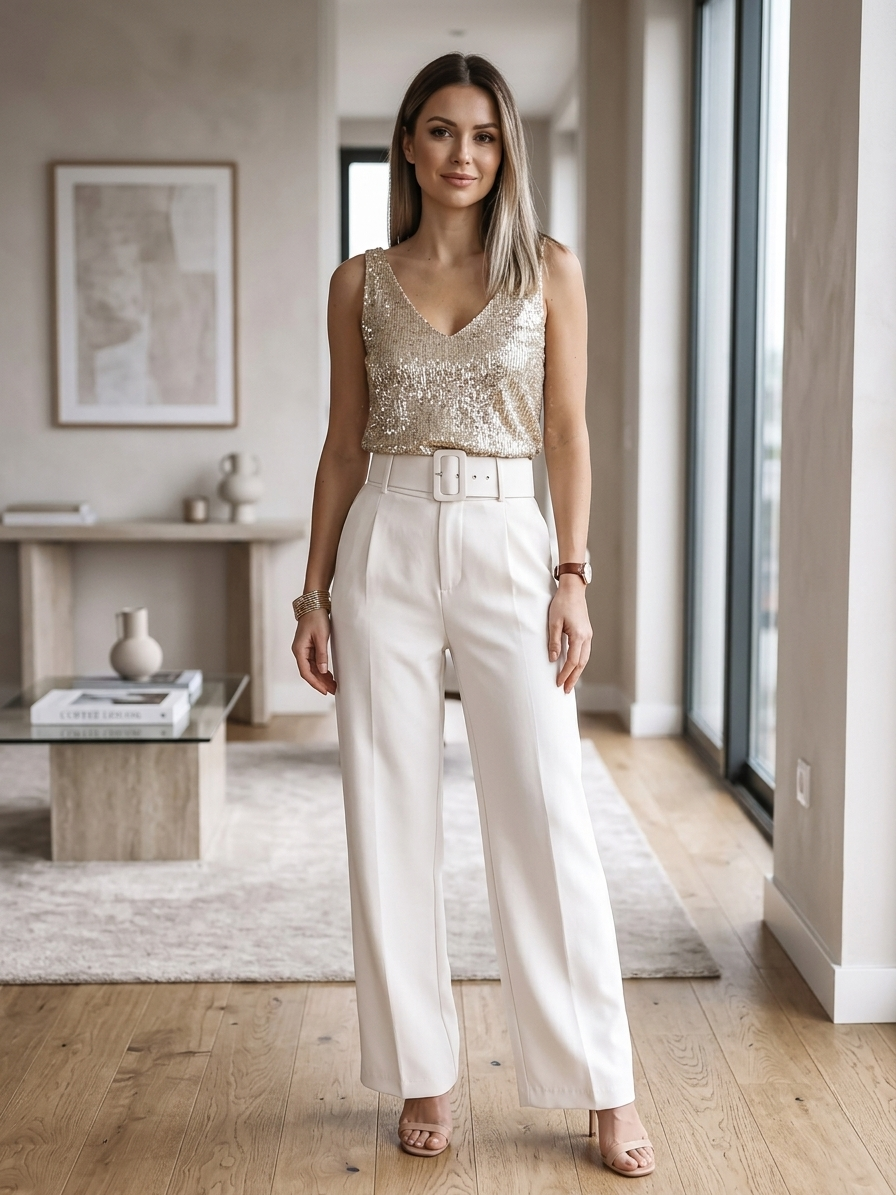 Grace | Glitter Sequin V-Neck Tank Top