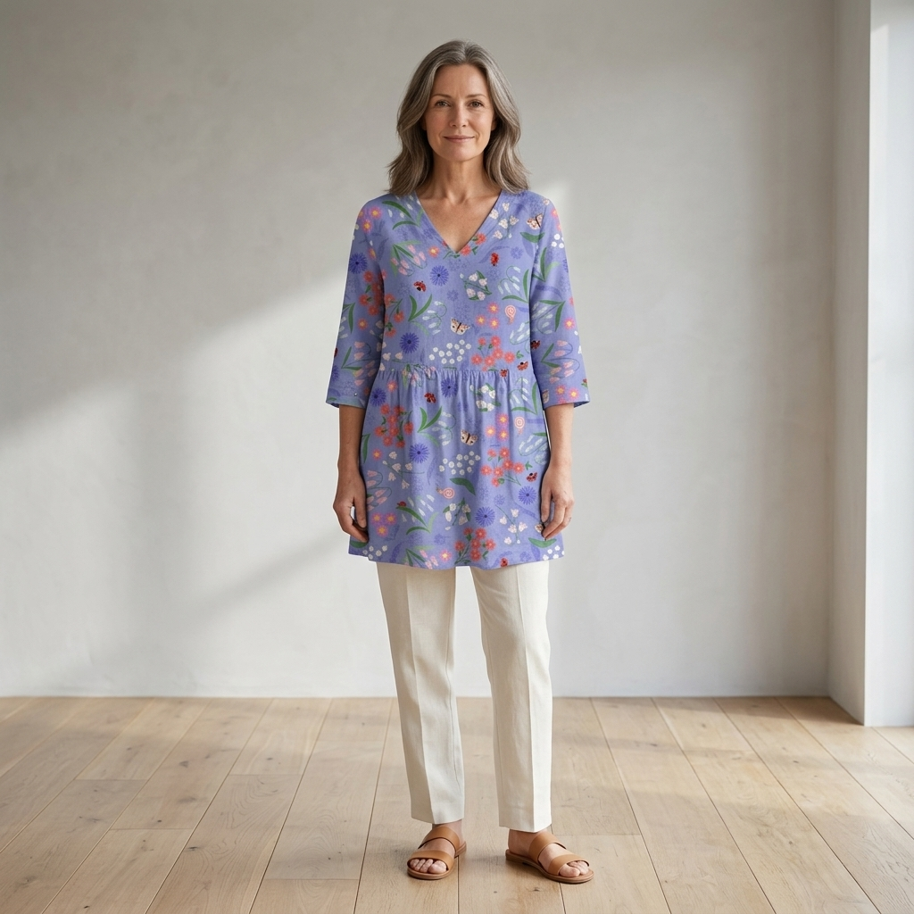 Aline | Flowing Long V-Neck Blouse