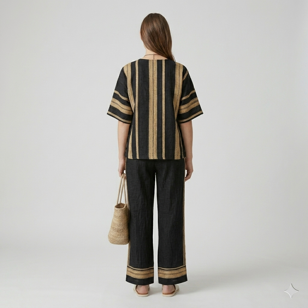 Calden | Striped Top Linen Set