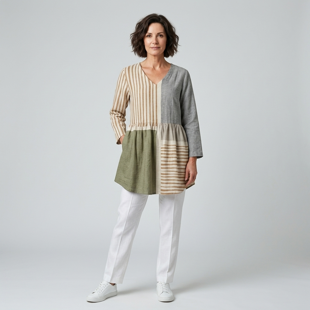 Camille | Long Blouse with V-Neck