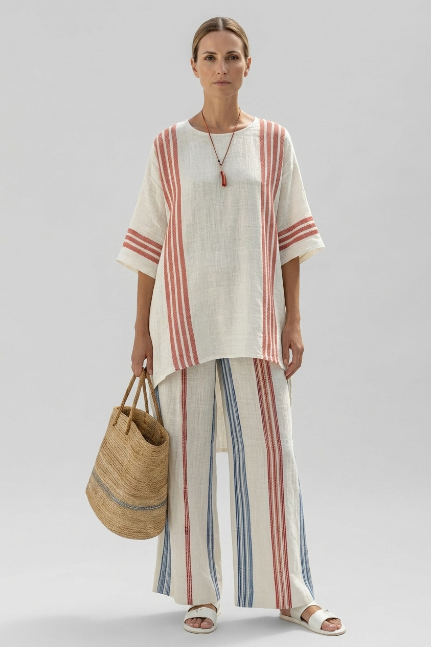 Solvane | Striped Top Pants Set