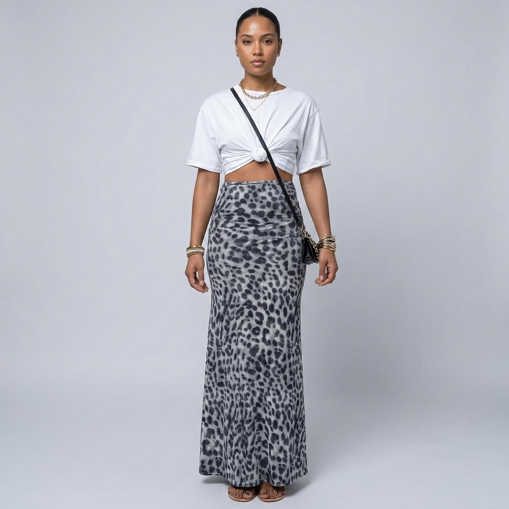 Thora | Leopard Print Midi Skirt