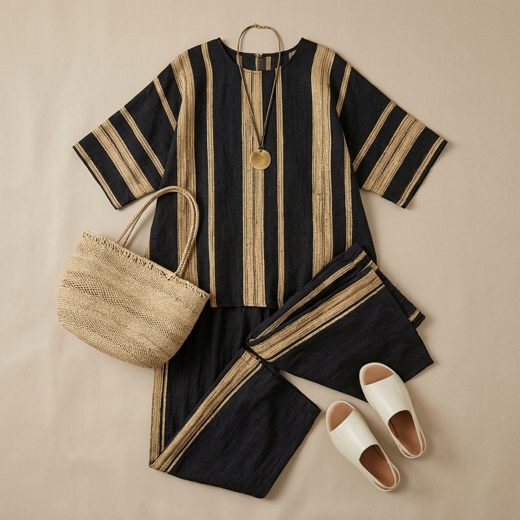 Calden | Striped Top Linen Set