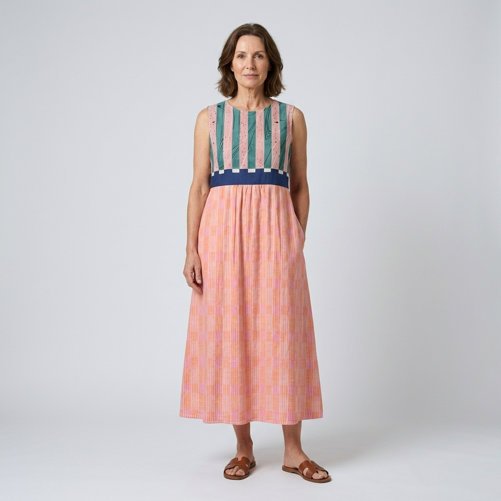 Lily | Mixed Pattern Midi Dress