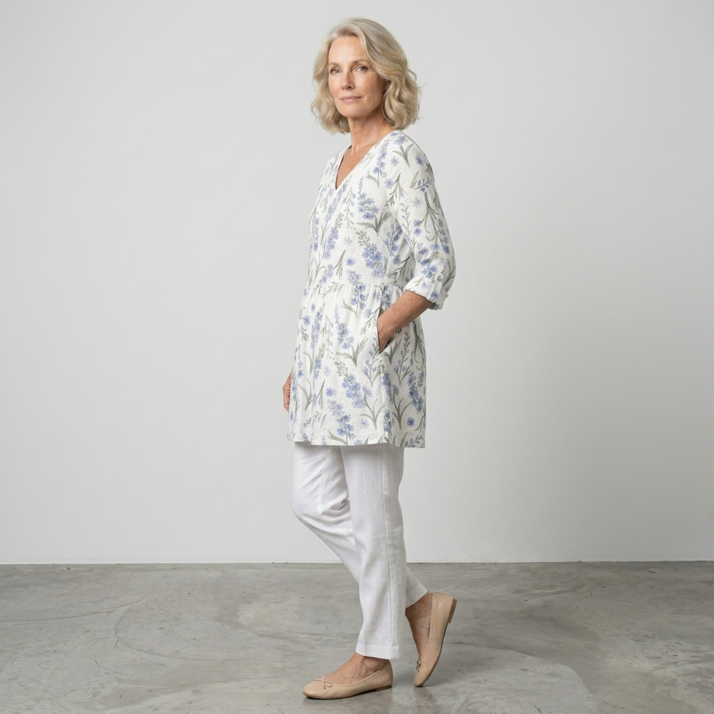 Jeanne | Fluid Longline V-Neck Blouse